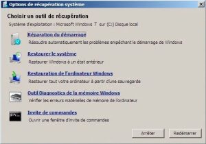 Comment réparer le démarrage de windows 7
