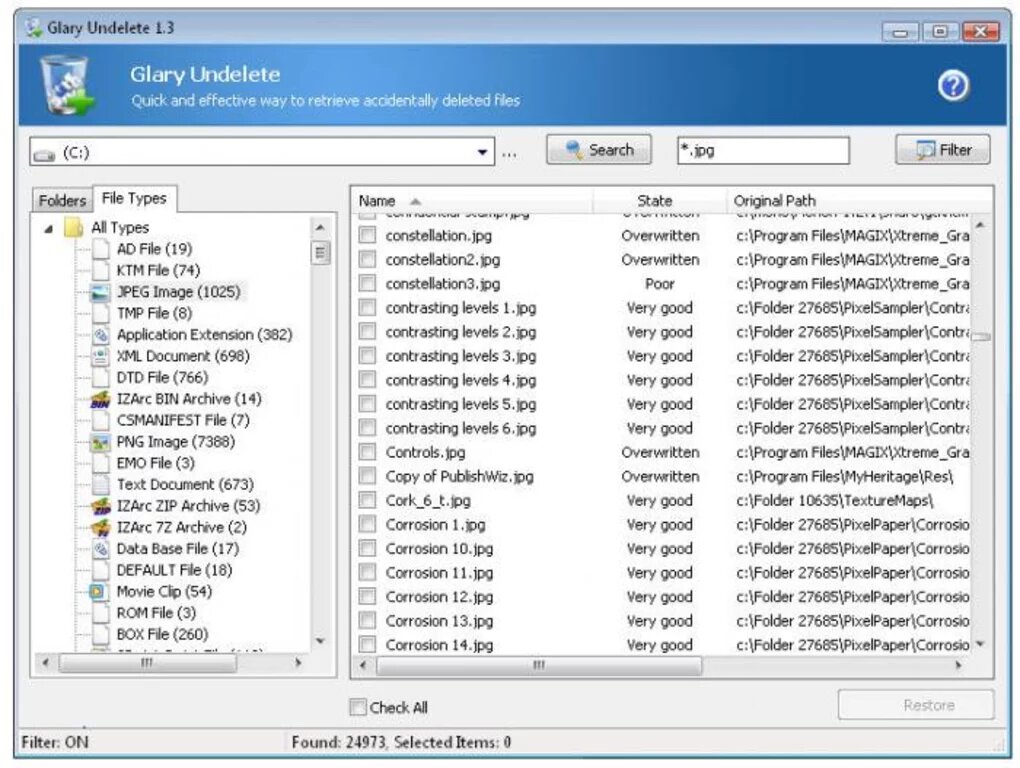Glary Undelete logiciel gratuit de récupération de données
