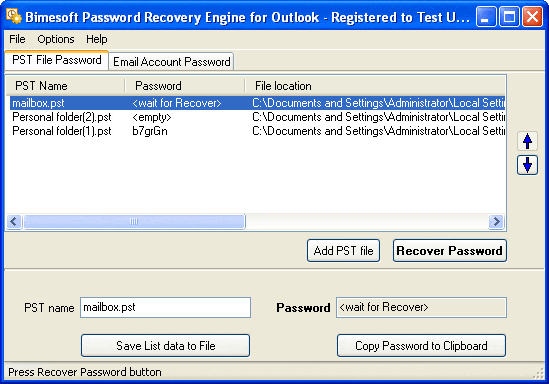 Outlook Password Recovery récupération de votre mot de passe