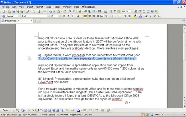 WPS Office Writer alternative word