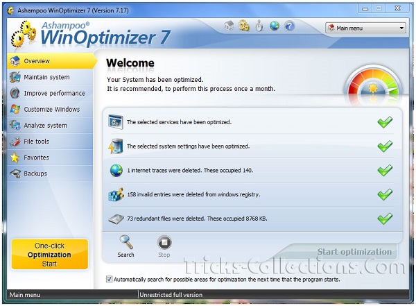 Ashampoo WinOptimizer Les meilleurs logiciels de défragmentation de disque dur gratuit