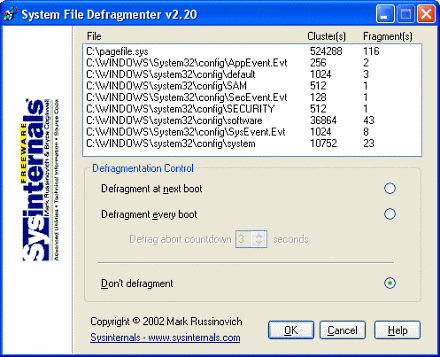 PageDefrag logiciel gratuit de défragmentation de disque dur