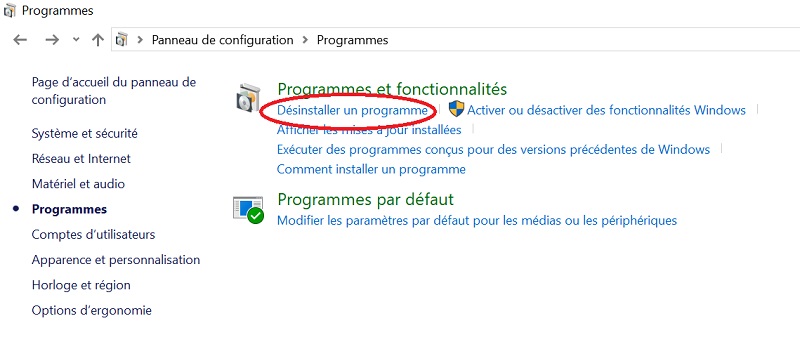 Comment supprimer ou désinstaller un programme sur Windows 10 Etape 4