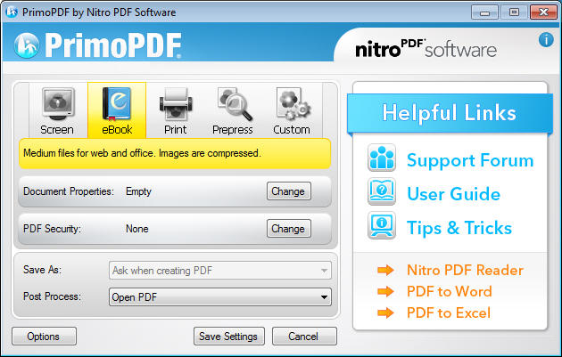 PrimoPDF logiciels pour convertir un fichier en PDF