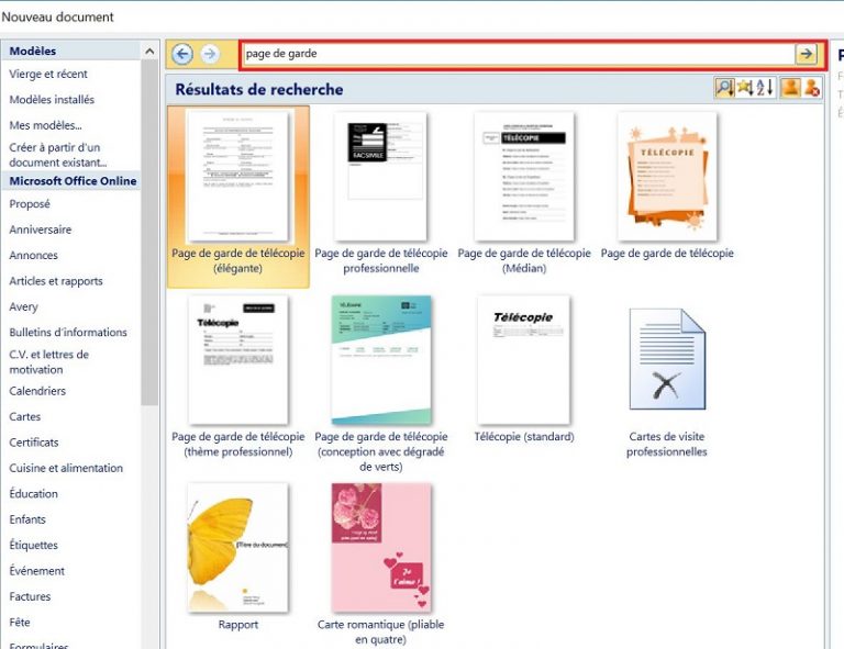 Page De Garde Microsoft utilisation de l’interface de Microsoft Word pour rechercher une page