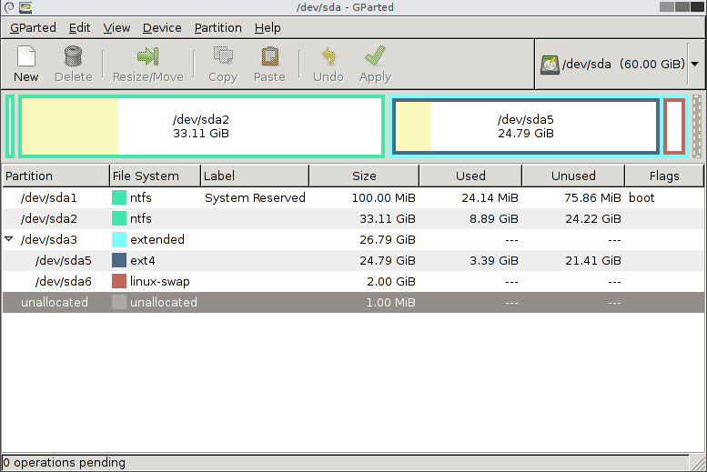 Gparted Live CD free bootable partition manager