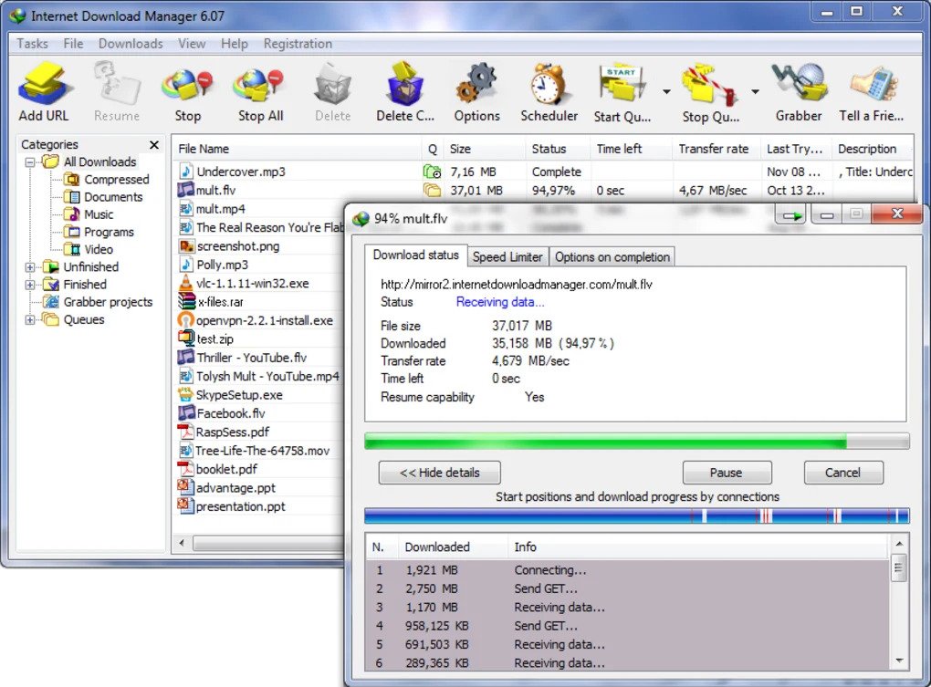 Internet Download Manager pour enregistrer une vidéo youtube