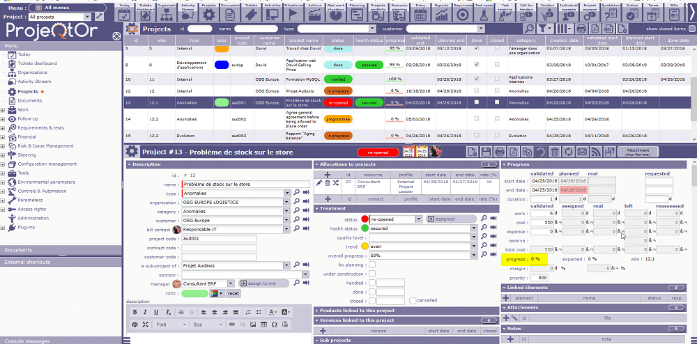 Projeqtor logiciel gestion de projet