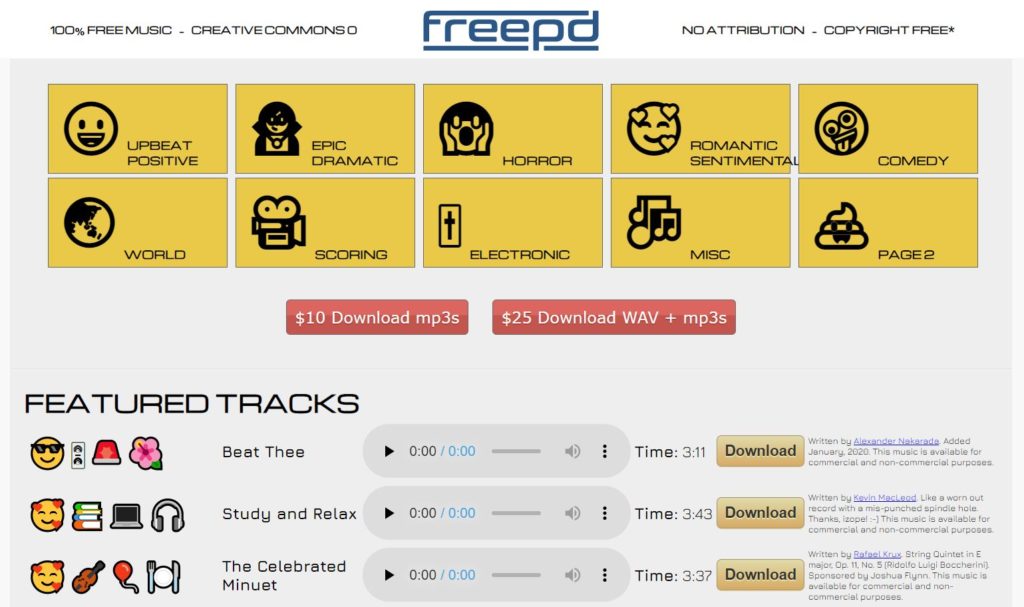 FreePD banque musique libre de droit gratuite