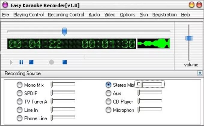 Easy karaoke recorder mixages et volumes d’enregistrement