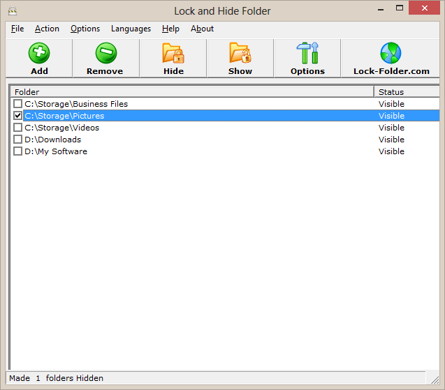 Lock & Hide Folder logiciel pour protéger un dossier par mot de passe gratuit