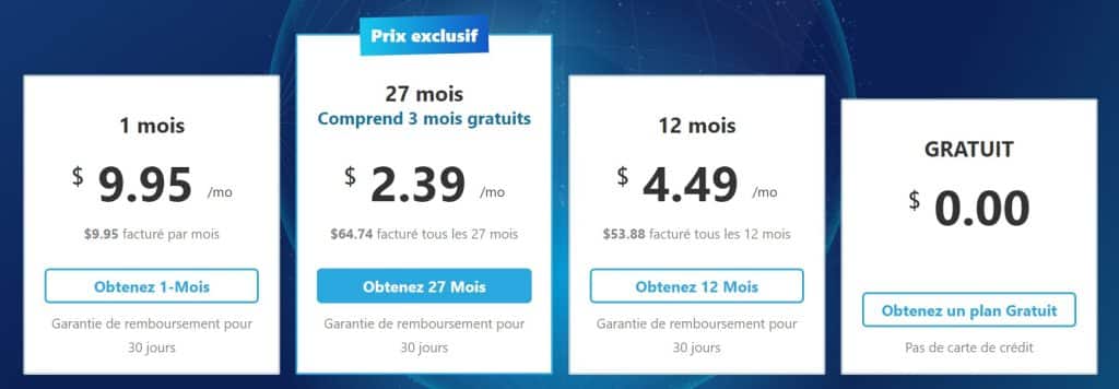 Prix VPN Hide me