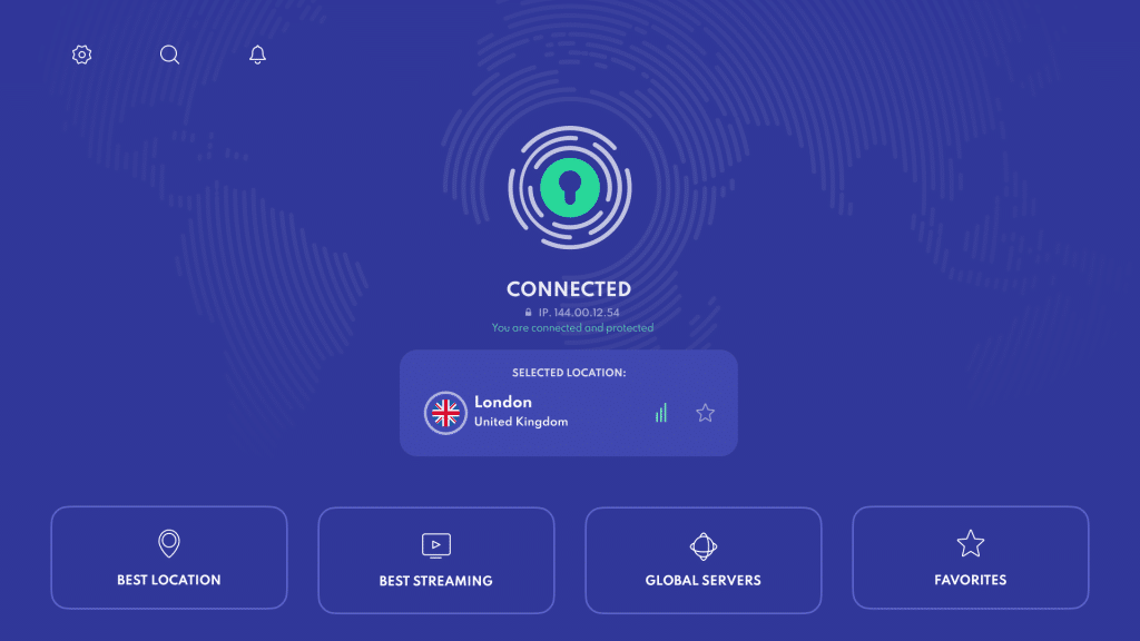 Interface de PrivadoVPN